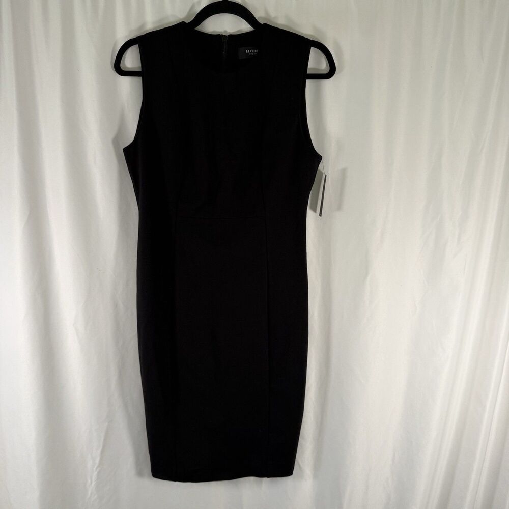 New Liverpool Pencil Dress Women's 6 Black Sleeveless Round Neck Zip Back